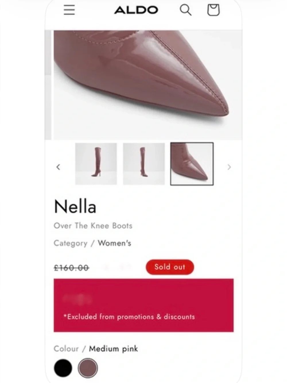 NWOB Aldo Nella Patent Thigh High Boots
